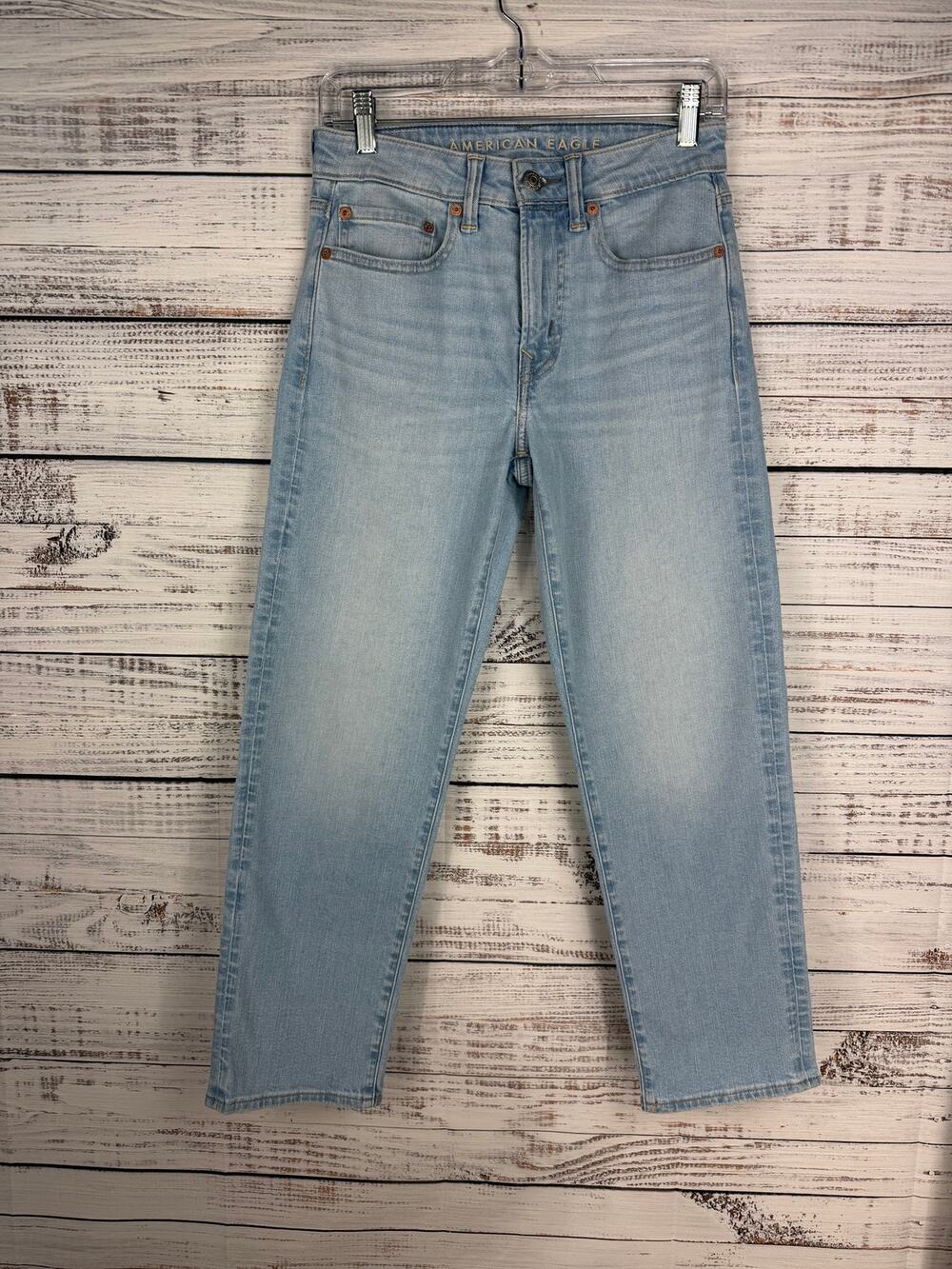 American Eagle Airflex + Athletic Straight Jeans Light Wash 26x28 Mens Stretch